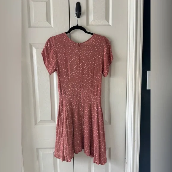 Aura flutter sleeve pattern mauve mini dress - Picture 3 of 3
